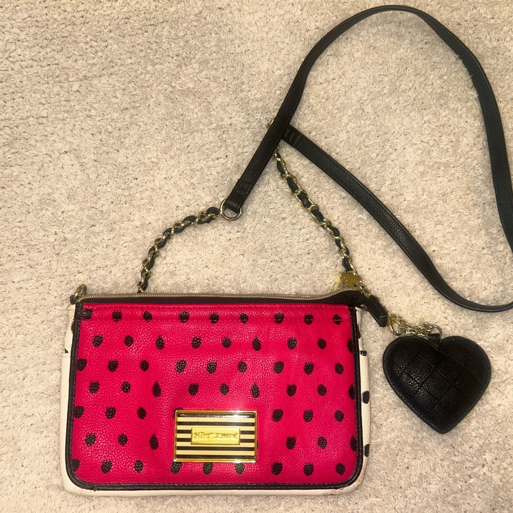 Betsy Johnson Pink and Black Crossbody Bag